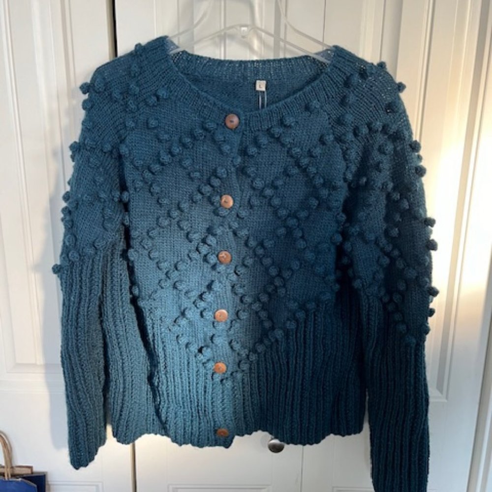 Liz Alig Hand Knit Nepali Wool Jill Sweater Midnight Blue Large